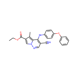 CCOC(=O)c1cn2ncc(C#N)c(Nc3ccc(Oc4ccccc4)cc3)c2c1C ZINC000028569380