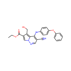 CCOC(=O)c1cn2ncc(C#N)c(Nc3ccc(Oc4ccccc4)cc3)c2c1CO ZINC000028567958