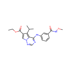 CCOC(=O)c1cn2ncnc(Nc3cccc(C(=O)NOC)c3)c2c1C(C)C ZINC000013645249