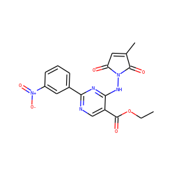 CCOC(=O)c1cnc(-c2cccc([N+](=O)[O-])c2)nc1NN1C(=O)C=C(C)C1=O ZINC000029397509