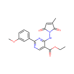 CCOC(=O)c1cnc(-c2cccc(OC)c2)nc1NN1C(=O)C=C(C)C1=O ZINC000029394465