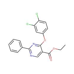CCOC(=O)c1cnc(-c2ccccc2)nc1Oc1ccc(Cl)c(Cl)c1 ZINC000001386416