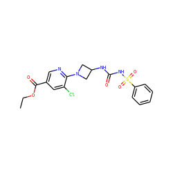 CCOC(=O)c1cnc(N2CC(NC(=O)NS(=O)(=O)c3ccccc3)C2)c(Cl)c1 ZINC000096272843