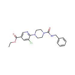 CCOC(=O)c1cnc(N2CCN(C(=O)NCc3ccccc3)CC2)c(Cl)c1 ZINC000071295551