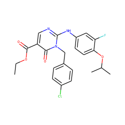 CCOC(=O)c1cnc(Nc2ccc(OC(C)C)c(F)c2)n(Cc2ccc(Cl)cc2)c1=O ZINC000204095025
