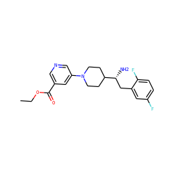 CCOC(=O)c1cncc(N2CCC([C@H](N)Cc3cc(F)ccc3F)CC2)c1 ZINC000066112402