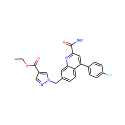 CCOC(=O)c1cnn(Cc2ccc3c(-c4ccc(F)cc4)cc(C(N)=O)nc3c2)c1 ZINC000205635171