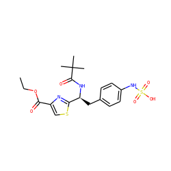 CCOC(=O)c1csc([C@H](Cc2ccc(NS(=O)(=O)O)cc2)NC(=O)C(C)(C)C)n1 ZINC000114376950