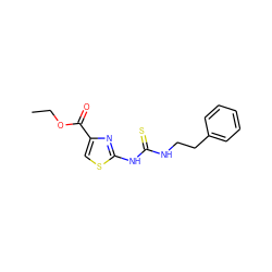 CCOC(=O)c1csc(NC(=S)NCCc2ccccc2)n1 ZINC000013744905