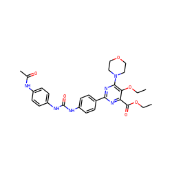 CCOC(=O)c1nc(-c2ccc(NC(=O)Nc3ccc(NC(C)=O)cc3)cc2)nc(N2CCOCC2)c1OCC ZINC000118160932