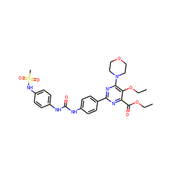 CCOC(=O)c1nc(-c2ccc(NC(=O)Nc3ccc(NS(C)(=O)=O)cc3)cc2)nc(N2CCOCC2)c1OCC ZINC000198463760