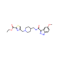 CCOC(=O)c1nc(CN2CCC(CNC(=O)c3n[nH]c4ccc(OC)cc34)CC2)cs1 ZINC000220822762