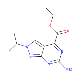 CCOC(=O)c1nc(N)nc2nn(C(C)C)cc12 ZINC000299855635