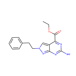 CCOC(=O)c1nc(N)nc2nn(CCc3ccccc3)cc12 ZINC000299868527