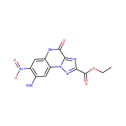 CCOC(=O)c1nc2c(=O)[nH]c3cc([N+](=O)[O-])c(N)cc3n2n1 ZINC000013532651