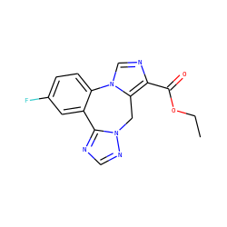 CCOC(=O)c1ncn2c1Cn1ncnc1-c1cc(F)ccc1-2 ZINC000049032083