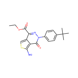 CCOC(=O)c1nn(-c2ccc(C(C)(C)C)cc2)c(=O)c2c(N)scc12 ZINC000001043155
