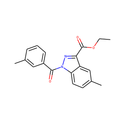 CCOC(=O)c1nn(C(=O)c2cccc(C)c2)c2ccc(C)cc12 ZINC000096273874
