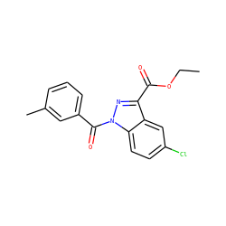 CCOC(=O)c1nn(C(=O)c2cccc(C)c2)c2ccc(Cl)cc12 ZINC000096273873