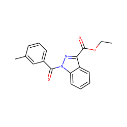 CCOC(=O)c1nn(C(=O)c2cccc(C)c2)c2ccccc12 ZINC000072177802