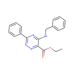CCOC(=O)c1nnc(-c2ccccc2)nc1NCc1ccccc1 ZINC000001397807