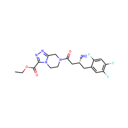 CCOC(=O)c1nnc2n1CCN(C(=O)C[C@H](N)Cc1cc(F)c(F)cc1F)C2 ZINC000028820860