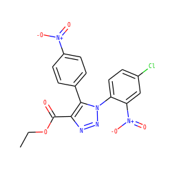 CCOC(=O)c1nnn(-c2ccc(Cl)cc2[N+](=O)[O-])c1-c1ccc([N+](=O)[O-])cc1 ZINC000040872283