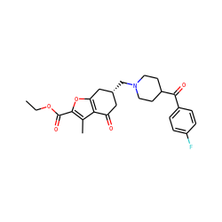CCOC(=O)c1oc2c(c1C)C(=O)C[C@@H](CN1CCC(C(=O)c3ccc(F)cc3)CC1)C2 ZINC000040430932