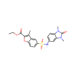 CCOC(=O)c1oc2ccc(S(=O)(=O)Nc3ccc4c(c3)n(C)c(=O)n4C)cc2c1C ZINC000001064016