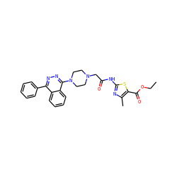 CCOC(=O)c1sc(NC(=O)CN2CCN(c3nnc(-c4ccccc4)c4ccccc34)CC2)nc1C ZINC000653773206