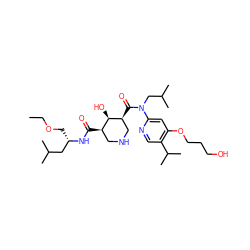 CCOC[C@@H](CC(C)C)NC(=O)[C@@H]1CNC[C@H](C(=O)N(CC(C)C)c2cc(OCCCO)c(C(C)C)cn2)[C@@H]1O ZINC000143794216