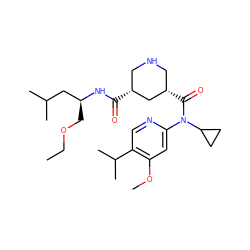 CCOC[C@@H](CC(C)C)NC(=O)[C@@H]1CNC[C@H](C(=O)N(c2cc(OC)c(C(C)C)cn2)C2CC2)C1 ZINC000144048341