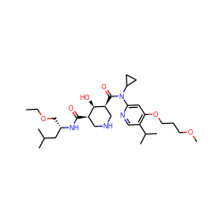 CCOC[C@@H](CC(C)C)NC(=O)[C@@H]1CNC[C@H](C(=O)N(c2cc(OCCCOC)c(C(C)C)cn2)C2CC2)[C@@H]1O ZINC000144064999