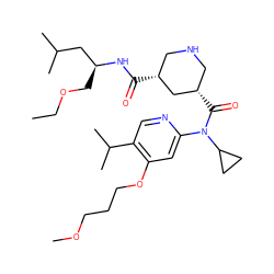 CCOC[C@@H](CC(C)C)NC(=O)[C@@H]1CNC[C@H](C(=O)N(c2cc(OCCCOC)c(C(C)C)cn2)C2CC2)C1 ZINC000113097483