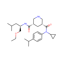 CCOC[C@@H](CC(C)C)NC(=O)[C@@H]1CNC[C@H](C(=O)N(c2ccc(C(C)C)cc2)C2CC2)C1 ZINC000299827508