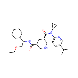 CCOC[C@@H](NC(=O)[C@@H]1CNC[C@H](C(=O)N(c2ccc(C(C)C)cn2)C2CC2)C1)C1CCCCC1 ZINC000169694167
