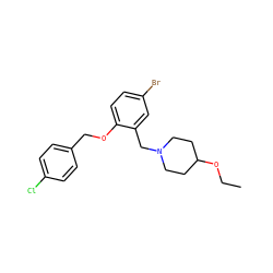 CCOC1CCN(Cc2cc(Br)ccc2OCc2ccc(Cl)cc2)CC1 ZINC000028822098