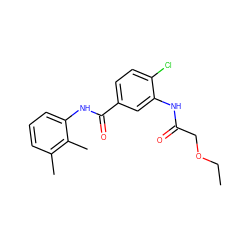 CCOCC(=O)Nc1cc(C(=O)Nc2cccc(C)c2C)ccc1Cl ZINC000002069788