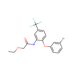 CCOCC(=O)Nc1cc(C(F)(F)F)ccc1Oc1cccc(Br)c1 ZINC000001893075