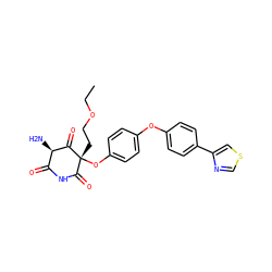 CCOCC[C@@]1(Oc2ccc(Oc3ccc(-c4cscn4)cc3)cc2)C(=O)NC(=O)[C@@H](N)C1=O ZINC000101035015