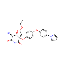 CCOCC[C@@]1(Oc2ccc(Oc3ccc(-n4cccc4)cc3)cc2)C(=O)NC(=O)[C@@H](N)C1=O ZINC000101007948