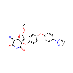 CCOCC[C@@]1(Oc2ccc(Oc3ccc(-n4cccn4)cc3)cc2)C(=O)NC(=O)[C@@H](N)C1=O ZINC000101007140