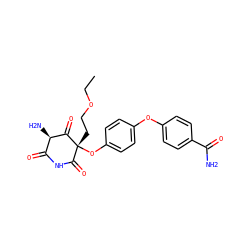 CCOCC[C@@]1(Oc2ccc(Oc3ccc(C(N)=O)cc3)cc2)C(=O)NC(=O)[C@@H](N)C1=O ZINC000101011944