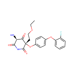 CCOCC[C@@]1(Oc2ccc(Oc3ccccc3F)cc2)C(=O)NC(=O)[C@@H](N)C1=O ZINC000101010990