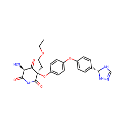 CCOCC[C@]1(Oc2ccc(Oc3ccc([C@@H]4NC=NN4)cc3)cc2)C(=O)NC(=O)[C@@H](N)C1=O ZINC000101035049