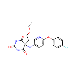 CCOCCC1(Nc2ccc(Oc3ccc(F)cc3)nc2)C(=O)NC(=O)NC1=O ZINC000052637048