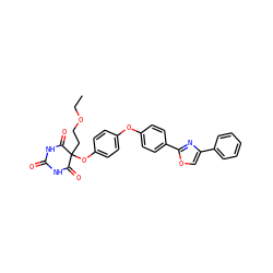 CCOCCC1(Oc2ccc(Oc3ccc(-c4nc(-c5ccccc5)co4)cc3)cc2)C(=O)NC(=O)NC1=O ZINC000034802392