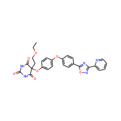 CCOCCC1(Oc2ccc(Oc3ccc(-c4nc(-c5ccccn5)no4)cc3)cc2)C(=O)NC(=O)NC1=O ZINC000034802381