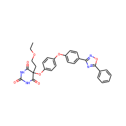 CCOCCC1(Oc2ccc(Oc3ccc(-c4noc(-c5ccccc5)n4)cc3)cc2)C(=O)NC(=O)NC1=O ZINC000034802369