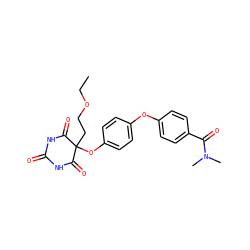 CCOCCC1(Oc2ccc(Oc3ccc(C(=O)N(C)C)cc3)cc2)C(=O)NC(=O)NC1=O ZINC000028975621